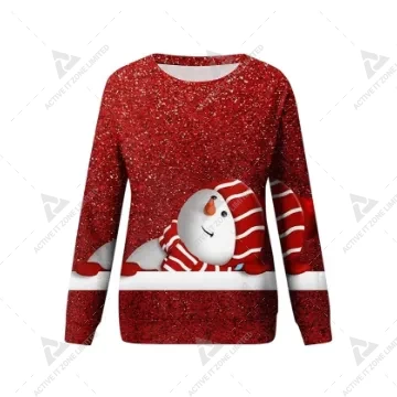 Kadın Noel Kazak Günlük Moda Baskı Uzun Kollu O-Boyun Kazak Üst Bluz Yün Kazak, S-3XLc